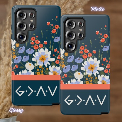 Floral Phone Case, God Is Greater Phone Case, Faith iPhone Cover, Christian Phone Case, iPhone Case, Samsung Case, Tough Protective Cover