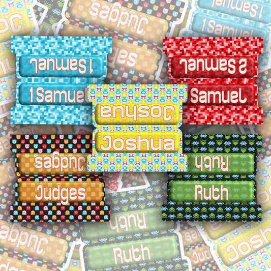 Retro Video Game Bible Tabs, Gamer-Themed Christian Tabs for Kids, Teens & Adults, Pixel Bible Study Accessories, Scripture Tab Set