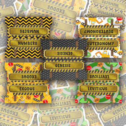 Construction Bible Tabs for Kids, Boys Scripture Tabs, Fun Builder Bible Accessories, Boys Bible Tab Set