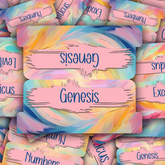 Pastel Brushstrokes Bible Tabs, Scripture Tabs, Colorful Bible Book Tabs