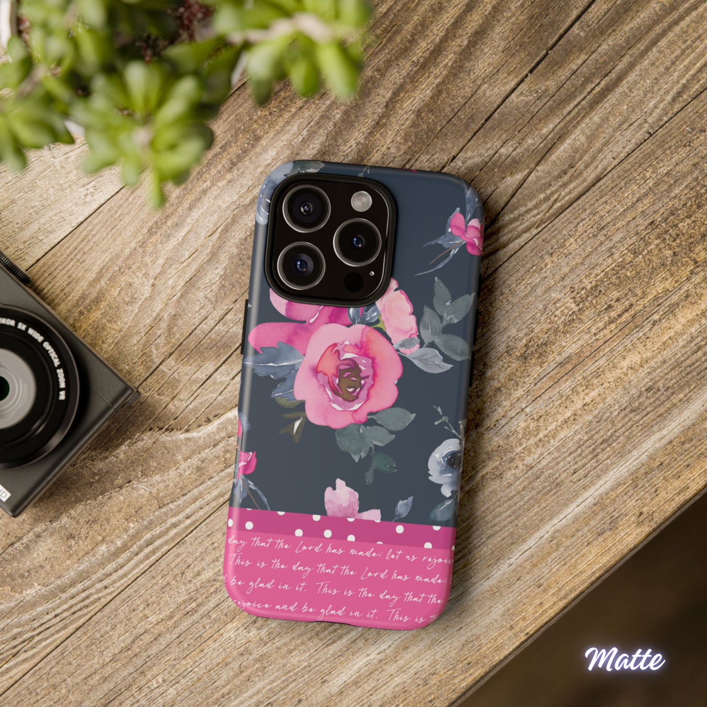 This Is the Day Psalm 118:24, Floral Scripture Phone Case, Pink Roses Christian iPhone Cover, iPhone Case, Samsung Case, Tough Protective Cover
