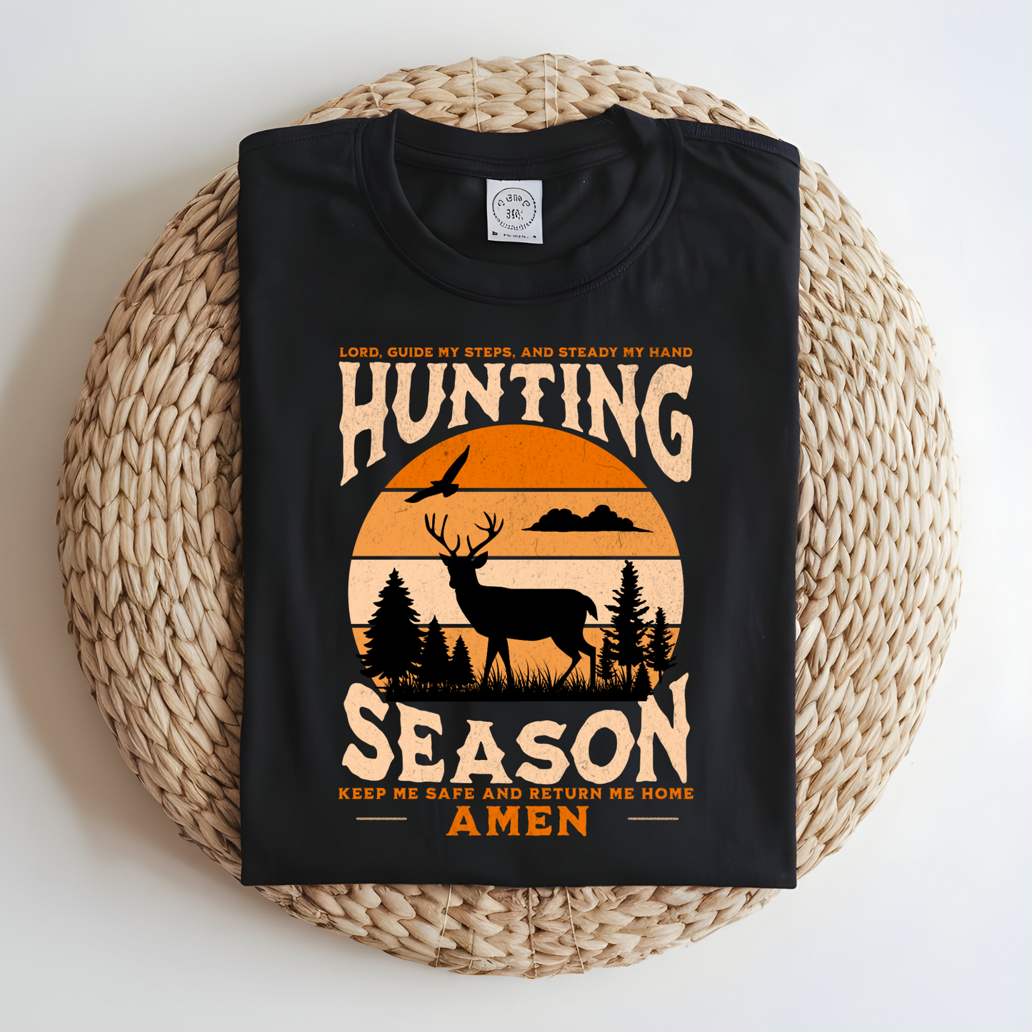 Hunting Season Prayer T-Shirt, Deer Hunting Graphic Tee, Christian Outdoor Shirt, Faith-Based Hunting Apparel, Amen Hunting Shirt