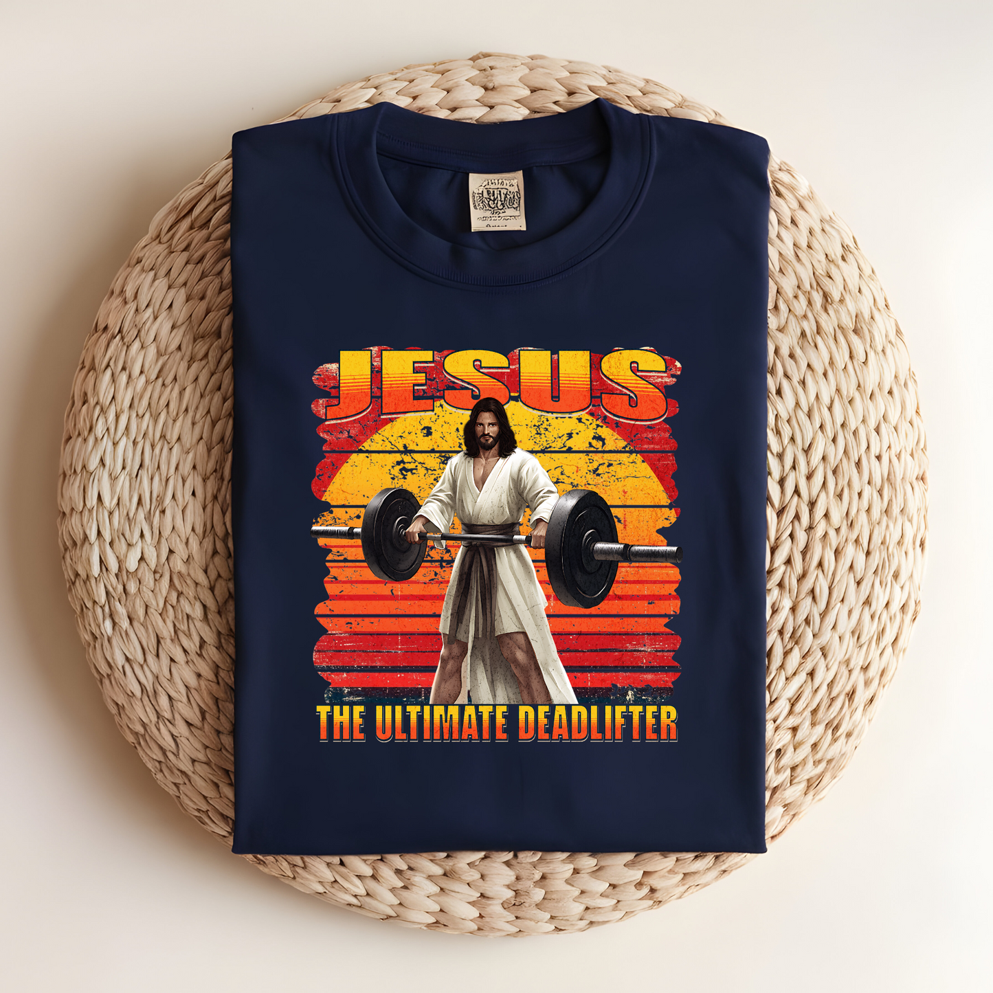 Jesus The Ultimate Deadlifter T-Shirt, Funny Christian Fitness Tee, Gym Workout Faith Shirt