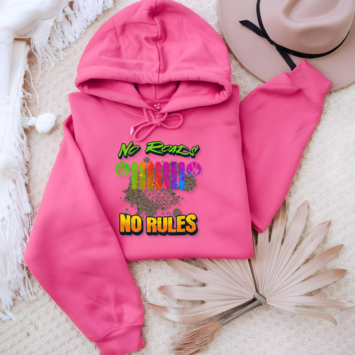 No Roads No Rules Hoodie, Off-Road Adventure Sweatshirt, Colorful 4x4 Pullover, Bold & Rugged Apparel