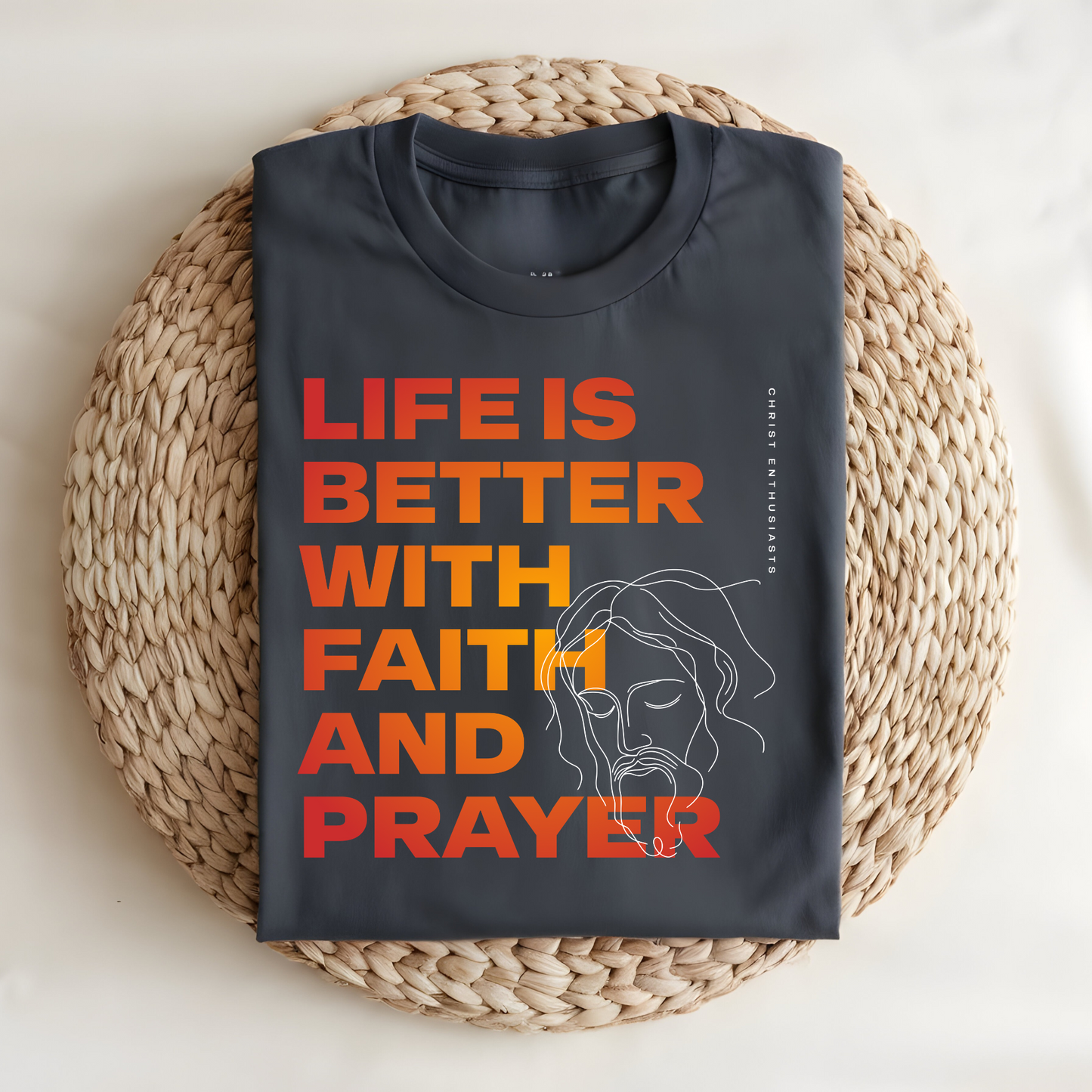 Faith and Prayer T-Shirt, Christian Inspirational Tee, Christ Enthusiast Shirt, Jesus Line Art Graphic Tee