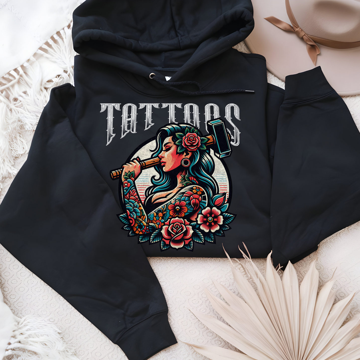 Tattoos Are Trashy Hoodie, Funny Tattoo Lover Pullover, Bold Graphic Sweatshirt