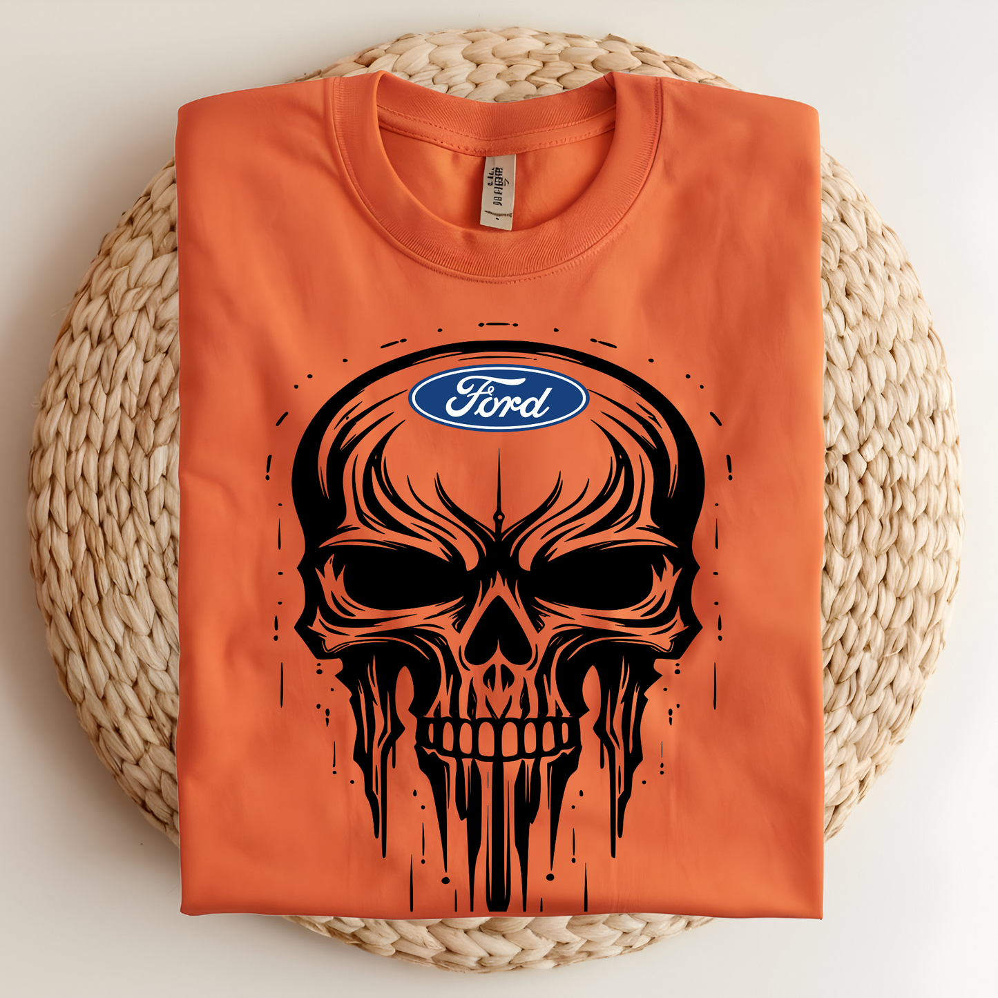 Skull T-Shirt, Dripping Skull Automotive Graphic Tee, Bold Car Enthusiast Shirt, Perfect Apparel for Ford Fans