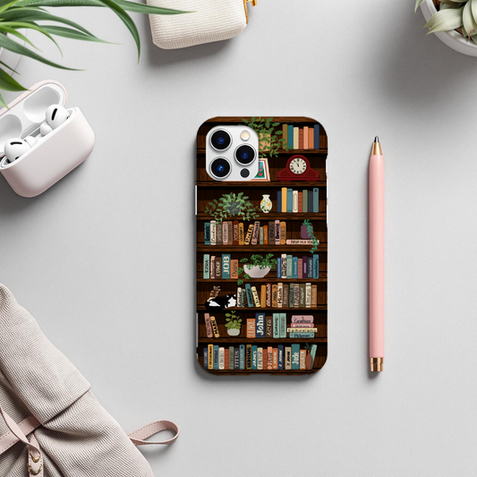 Books of the Bible Bookshelf Phone Case – Faith-Based Scripture Design for iPhone, Samsung, Pixel | Christian Book Stack Case