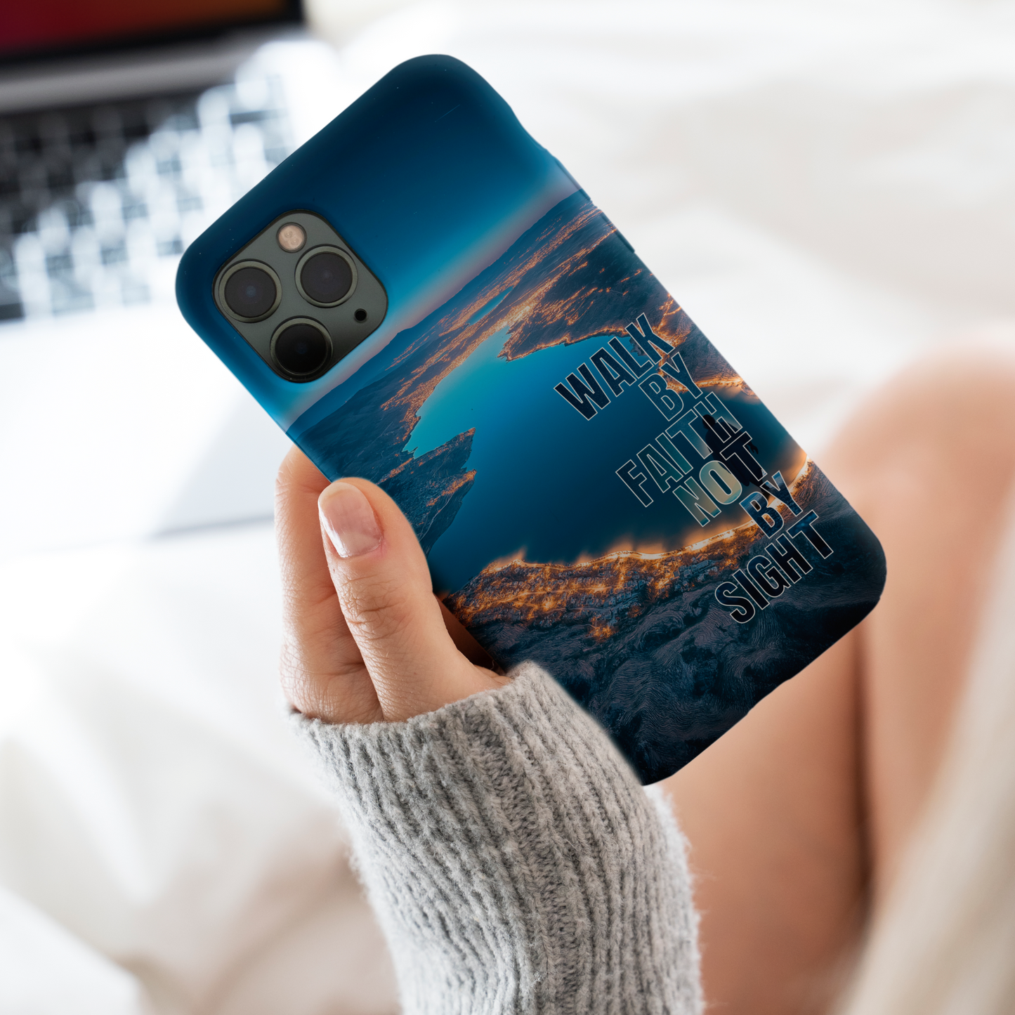 Walk by Faith Not by Sight Phone Case, Christian Tough Phone Cover, The Sea of Galilee, Israel, Inspirational Bible Verse Case for iPhone & Samsung