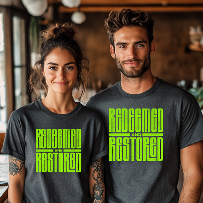 Redeemed and Restored T-Shirt, Christian Faith Tee, Religious Graphic Shirt, Bible Verse Apparel, Inspirational Jesus Shirt, Christian Gift