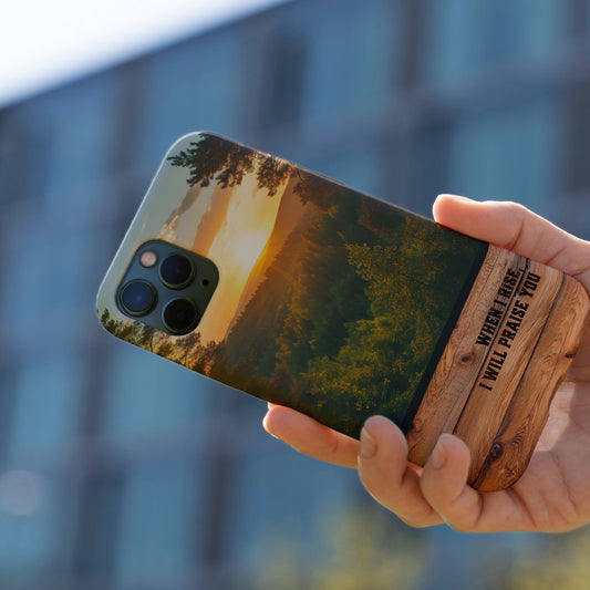 When I Rise Phone Case, Christian Forest Sunrise iPhone Cover, Psalm-Inspired Tough Case, Samsung Case