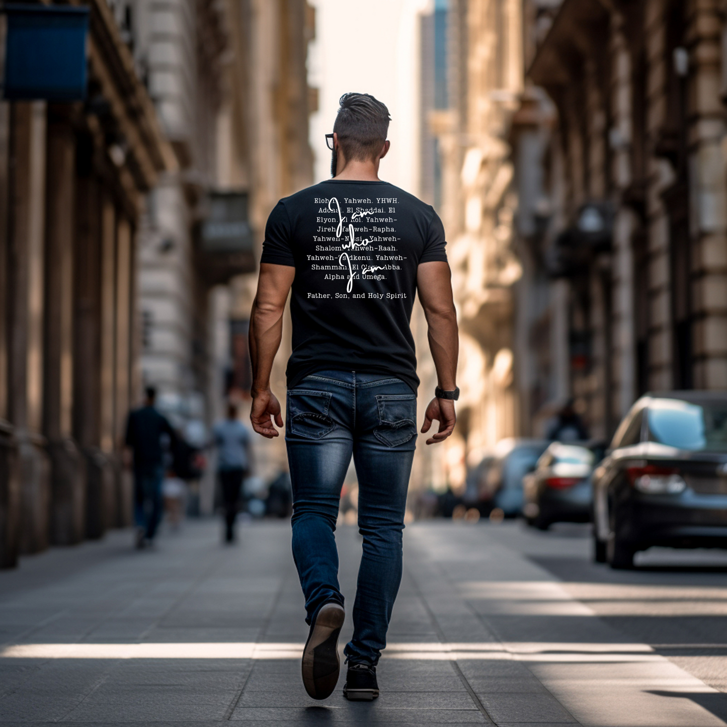 Names of God T-Shirt, Exodus 3:14, Jesus Over All Tee, Christian Typography Shirt, Faith-Based Apparel, Father, Son, and Holy Spirit Shirt