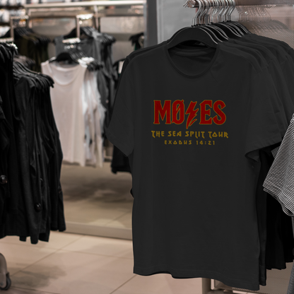 Moses Sea Split Tour Shirt, Exodus 14:21 Christian Rock Band Parody Tee, Faith Based Concert Style T-Shirt, Bible Graphic Tee