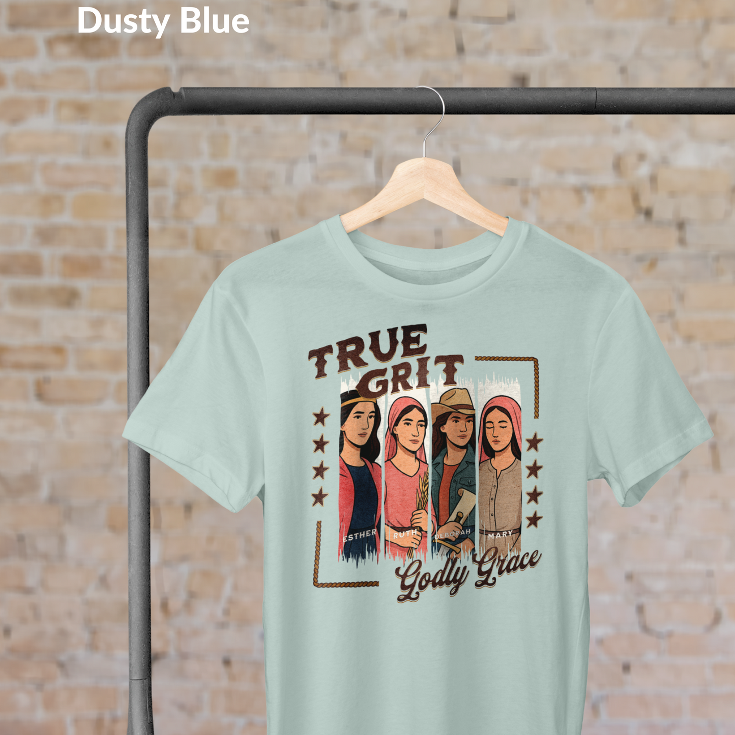 True Grit Godly Grace T-Shirt, Women of the Bible Tee, Christian Western Faith Shirt, Esther Ruth Deborah Mary Graphic Tee