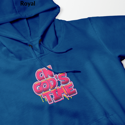 On God's Time Hoodie, Christian Graffiti Hoodie, Cozy Apparel, Faith-Based Fashion, Inspirational Clothing