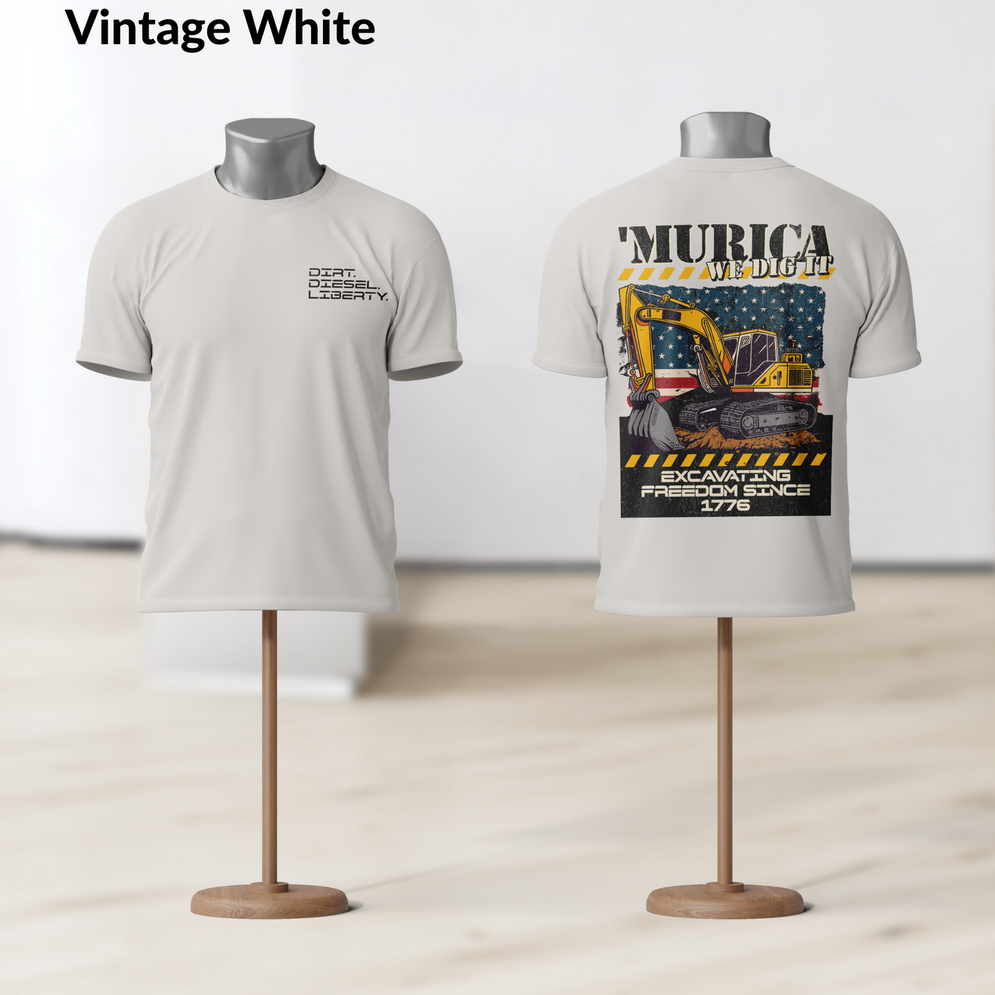 Murica We Dig It Construction Tee, Dirt Diesel Liberty Patriotic Shirt, Excavating Freedom Since 1776, Vintage American Worker Shirt
