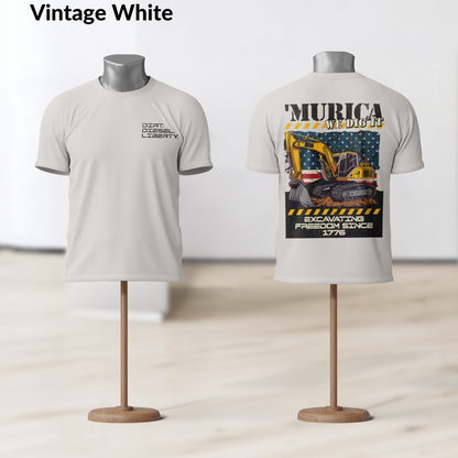 Murica We Dig It Construction Tee, Dirt Diesel Liberty Patriotic Shirt, Excavating Freedom Since 1776, Vintage American Worker Shirt