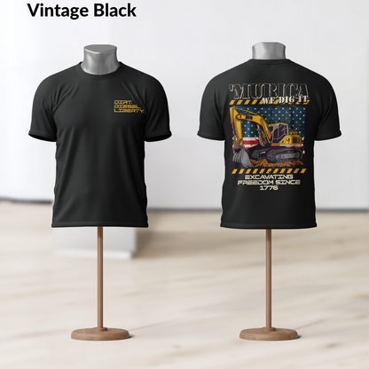 Murica We Dig It Construction Tee, Dirt Diesel Liberty Patriotic Shirt, Excavating Freedom Since 1776, Vintage American Worker Shirt