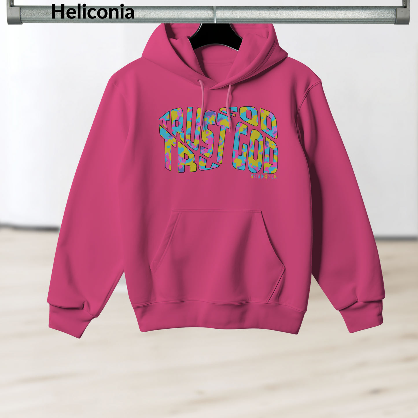Trust God Camo Hoodie, Christian Faith Heavy Blend Sweatshirt, MSTRD•SD Co. Bold Graphic Pullover, Unisex Scripture Hoodie, Religious Streetwear
