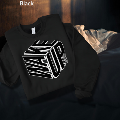 Wake Up and Pray Sweatshirt, Christian Faith Crewneck, Black Bold Typography Jesus Sweater, Unisex Heavy Blend Prayer Shirt