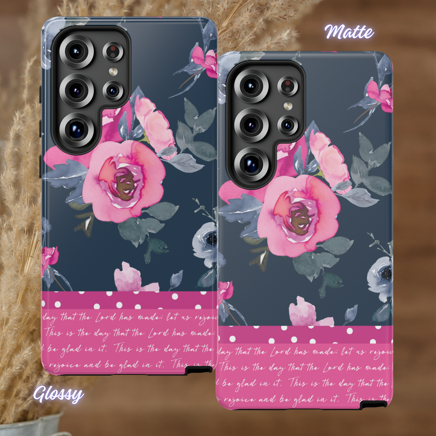 This Is the Day Psalm 118:24, Floral Scripture Phone Case, Pink Roses Christian iPhone Cover, iPhone Case, Samsung Case, Tough Protective Cover
