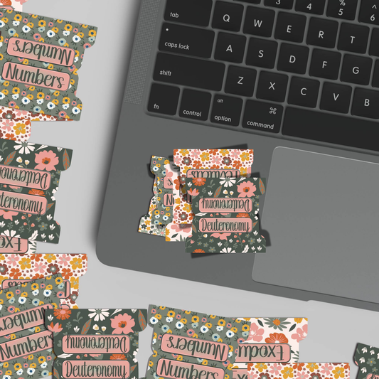 Retro Floral Bible Tabs, Christian Planner Tabs for Women, 70s-Inspired Scripture Tab Set, Faith-Based Bible Accessories