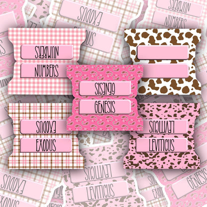 Pink Cowgirl Bible Tabs, Western Scripture Tab Set for Women & Girls, Paisley Faith Planner Accessories, Rodeo-Inspired Bible Gift