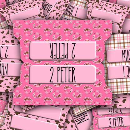 Pink Cowgirl Bible Tabs, Western Scripture Tab Set for Women & Girls, Paisley Faith Planner Accessories, Rodeo-Inspired Bible Gift