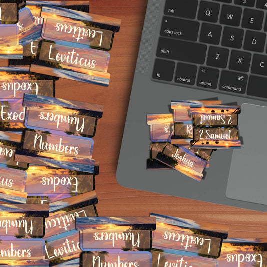 Tropical Sunset Bible Tabs, Bible Book Tabs, Scripture Divider Tabs, Sunset-Themed Bible Tabs