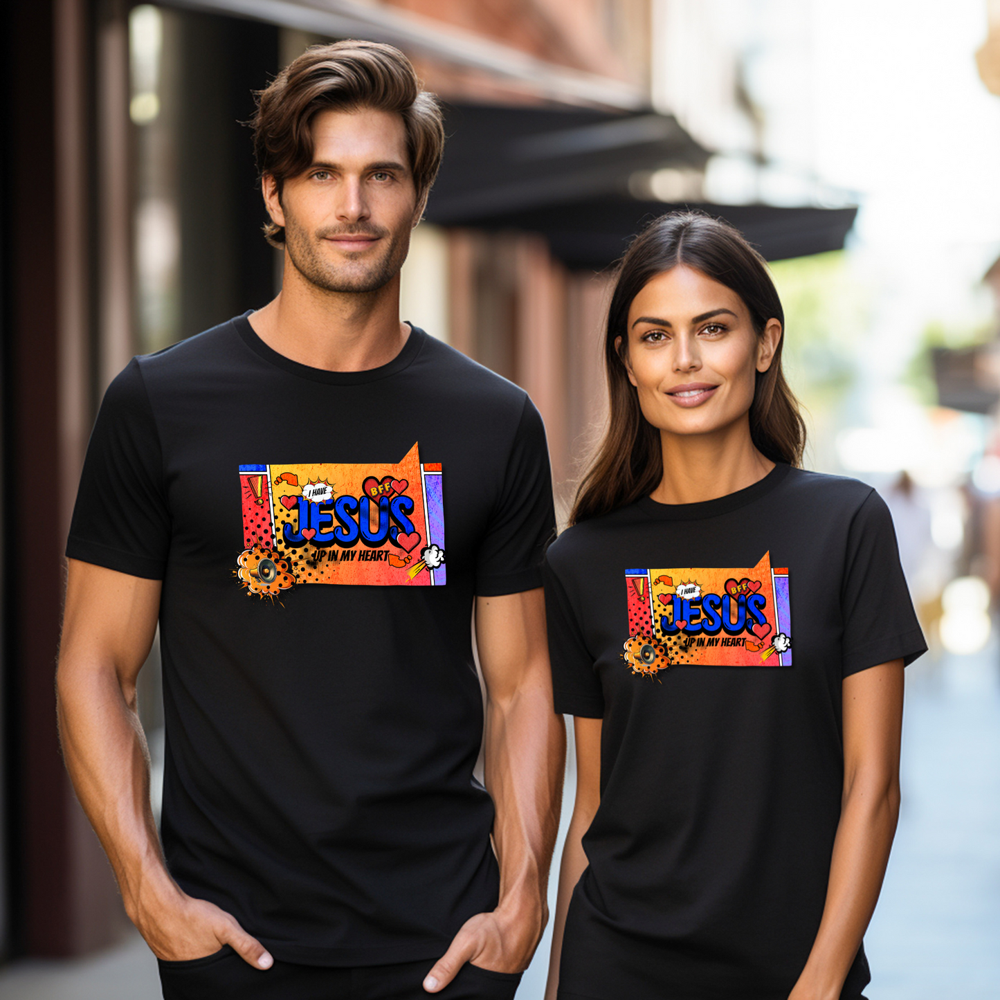 I Have Jesus BFF Shirt, Pop Art Christian Tee, Faith-Inspired Graphic T-Shirt, Jesus Up in My Heart Apparel, Fun Religious Gift