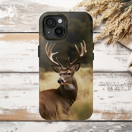 Buck Resting Phone Case, Antler Wildlife Protective Cover, iPhone Case, Samsung Case, Outdoorsman Gift