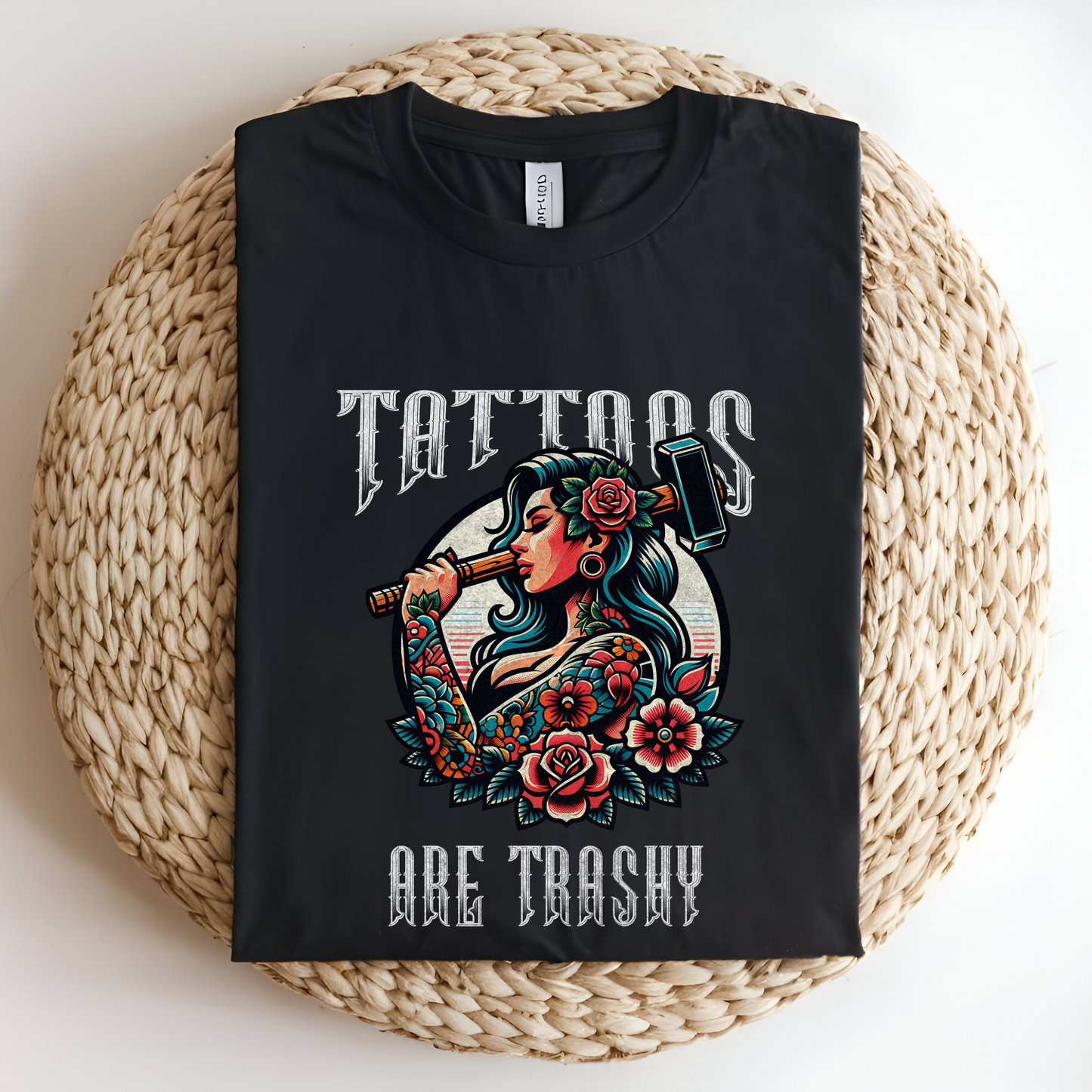 Tattoos Are Trashy T-Shirt, Tattooed Girl Graphic Tee, Edgy Inked Shirt, Alternative Fashion, Funny Tattoo Lover Gift, Bold Graphic Tee