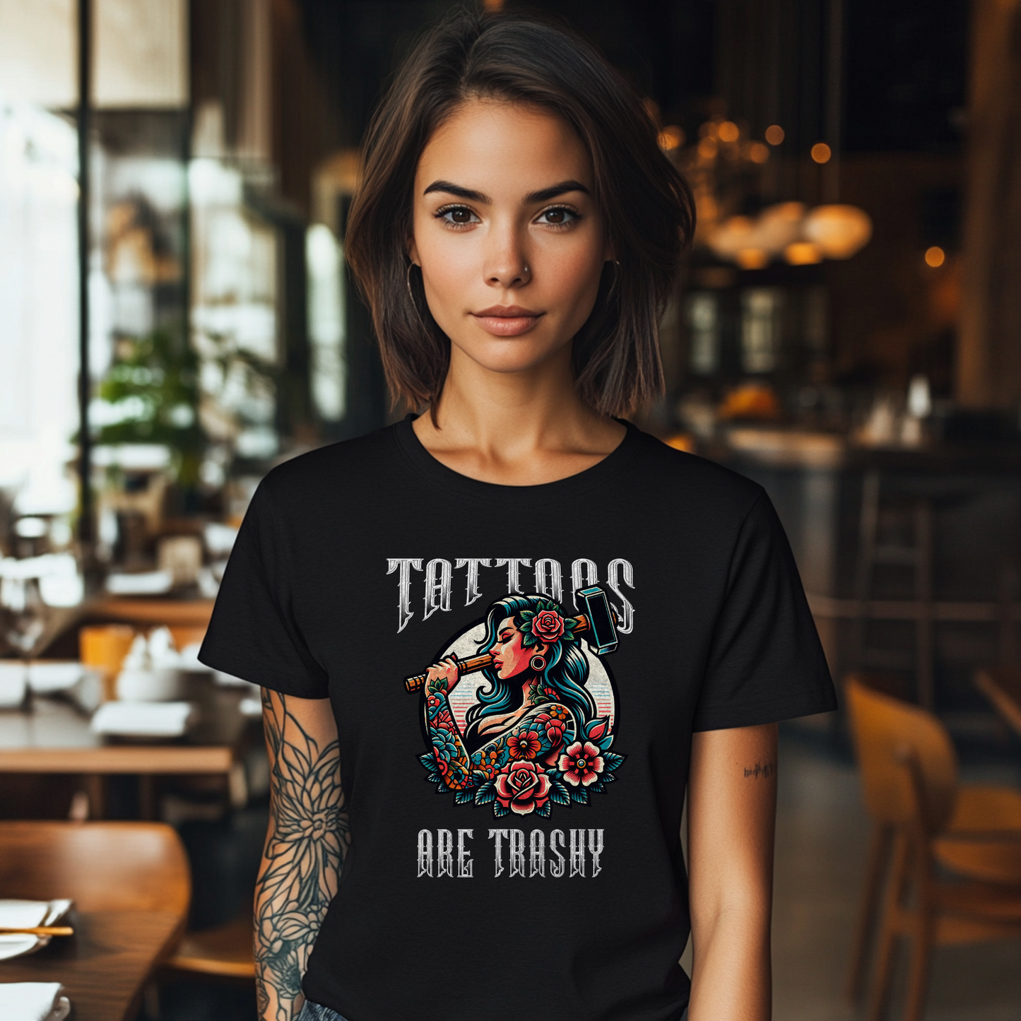 Tattoos Are Trashy T-Shirt, Tattooed Girl Graphic Tee, Edgy Inked Shirt, Alternative Fashion, Funny Tattoo Lover Gift, Bold Graphic Tee