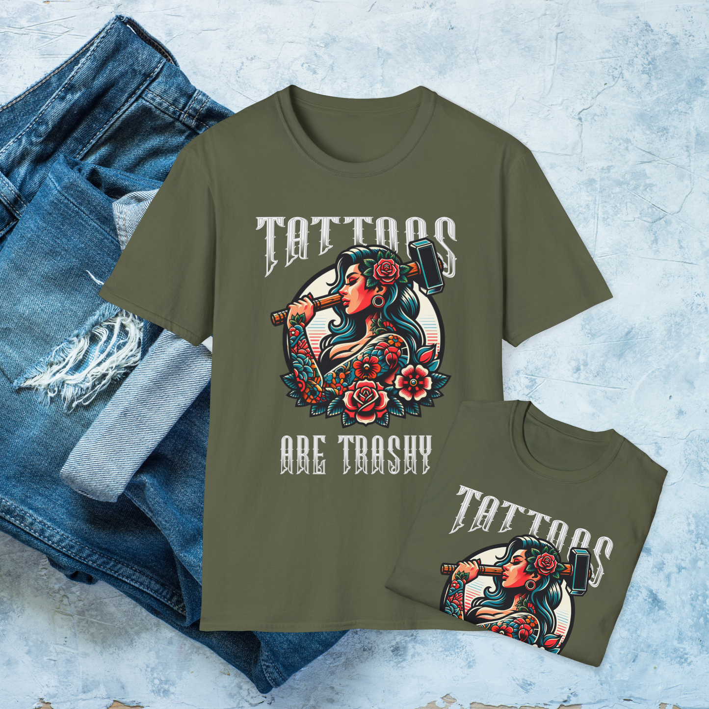 Tattoos Are Trashy T-Shirt, Tattooed Girl Graphic Tee, Edgy Inked Shirt, Alternative Fashion, Funny Tattoo Lover Gift, Bold Graphic Tee