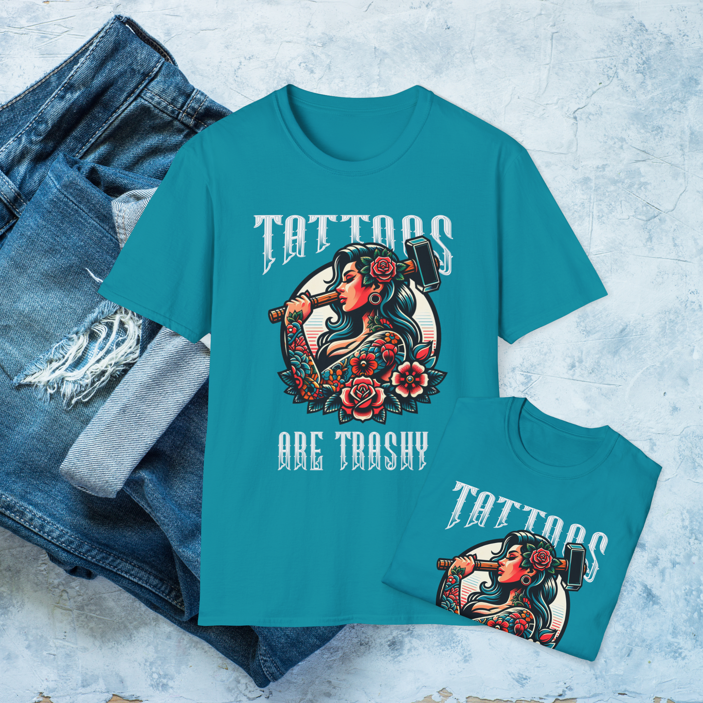 Tattoos Are Trashy T-Shirt, Tattooed Girl Graphic Tee, Edgy Inked Shirt, Alternative Fashion, Funny Tattoo Lover Gift, Bold Graphic Tee