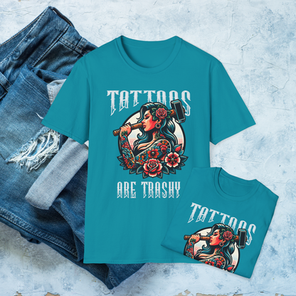Tattoos Are Trashy T-Shirt, Tattooed Girl Graphic Tee, Edgy Inked Shirt, Alternative Fashion, Funny Tattoo Lover Gift, Bold Graphic Tee