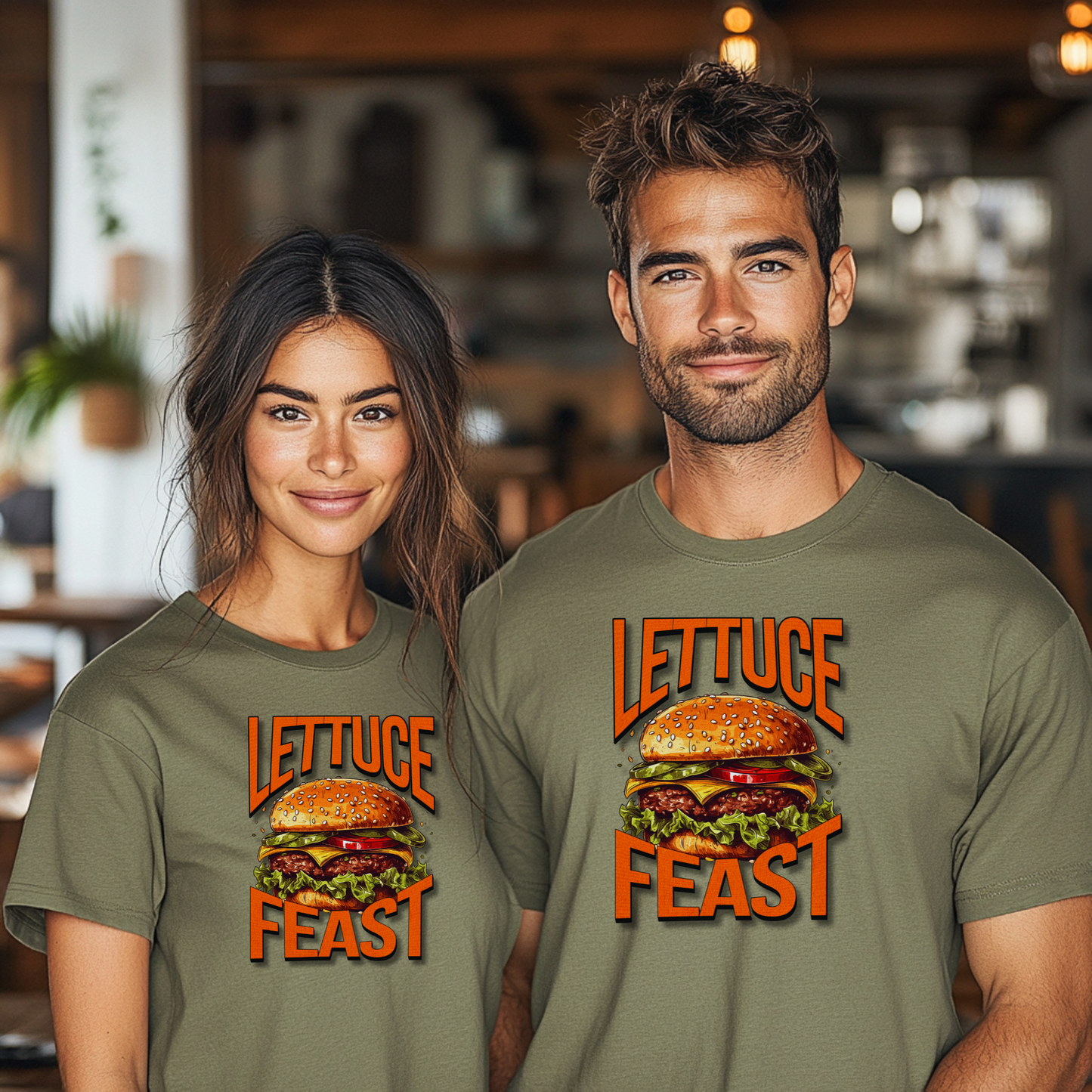 Lettuce Feast T-Shirt, Funny Burger Graphic Tee, Foodie Lover Gift, Retro Fast Food Shirt, Burger Lover Apparel, Unisex Casual Food Humor Tee