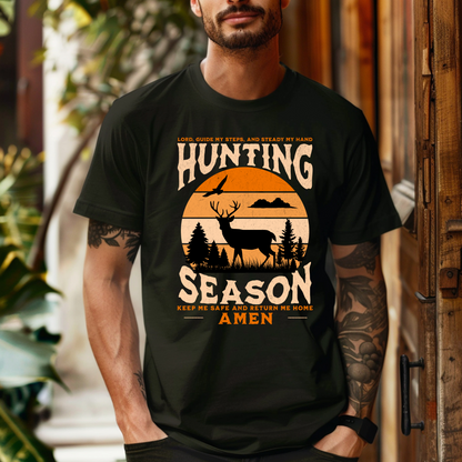 Hunting Season Prayer T-Shirt, Deer Hunting Graphic Tee, Christian Outdoor Shirt, Faith-Based Hunting Apparel, Amen Hunting Shirt