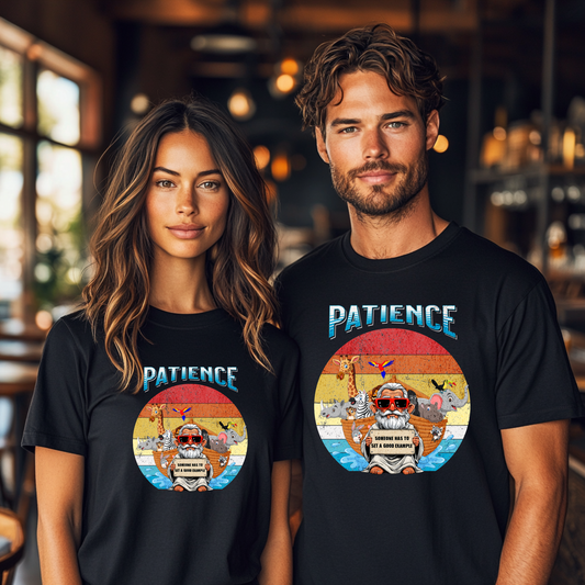 Vintage Patience Noah's Ark T-Shirt, Good Example Quote Tee, Animal Lovers Shirt, Humorous Bible Verse Tee, Retro Patience Graphic Shirt