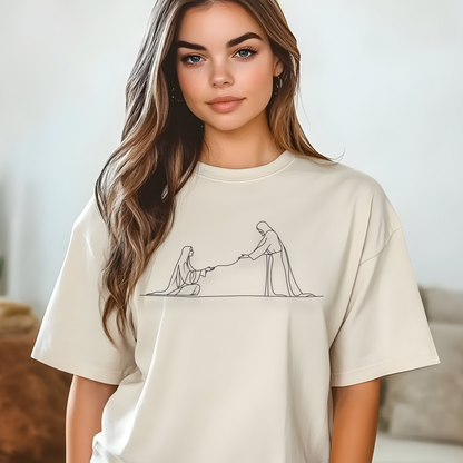 Minimalist Jesus and Woman T-Shirt, Your faith has healed you T-Shirt, Faith-Based Christian Tee, Inspirational Bible Shirt, Religious Line Art Tee
