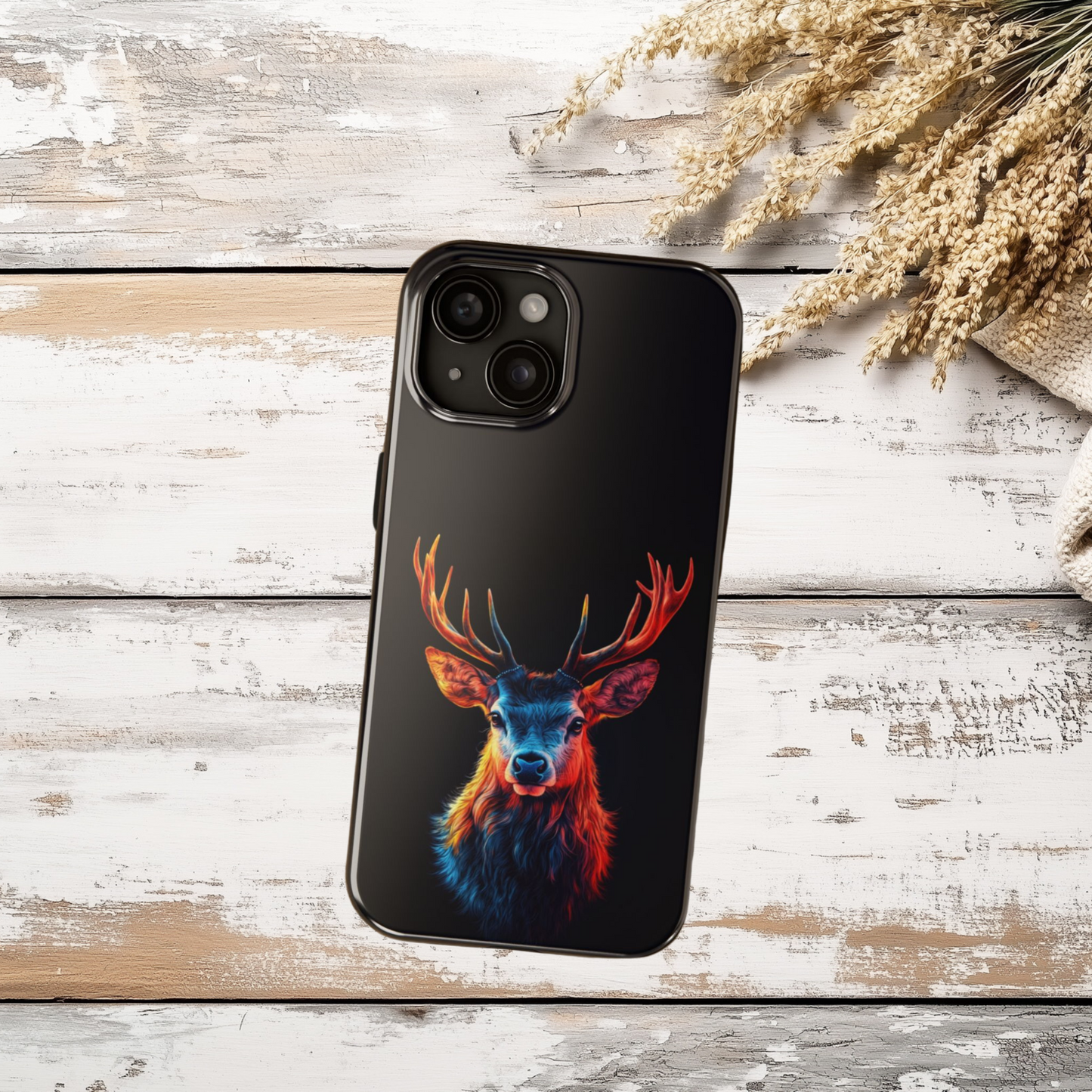 Colorful Buck, Deer Phone Case, Hunting Wildlife Tough Cover, Buck Antler Art, Nature Lover Gift, Stylish Deer Phone Case for iPhone & Samsung