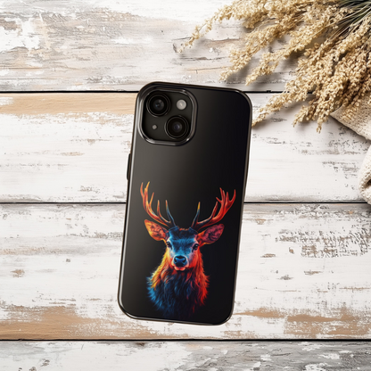 Colorful Buck, Deer Phone Case, Hunting Wildlife Tough Cover, Buck Antler Art, Nature Lover Gift, Stylish Deer Phone Case for iPhone & Samsung