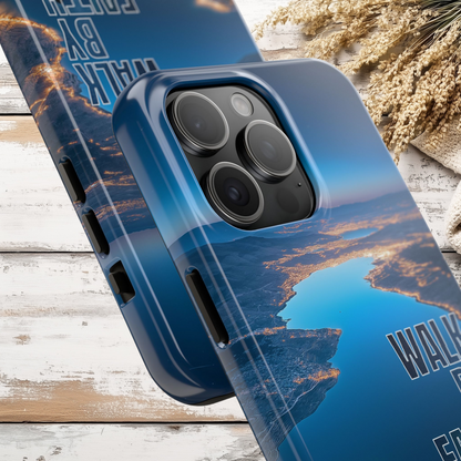 Walk by Faith Not by Sight Phone Case, Christian Tough Phone Cover, The Sea of Galilee, Israel, Inspirational Bible Verse Case for iPhone & Samsung