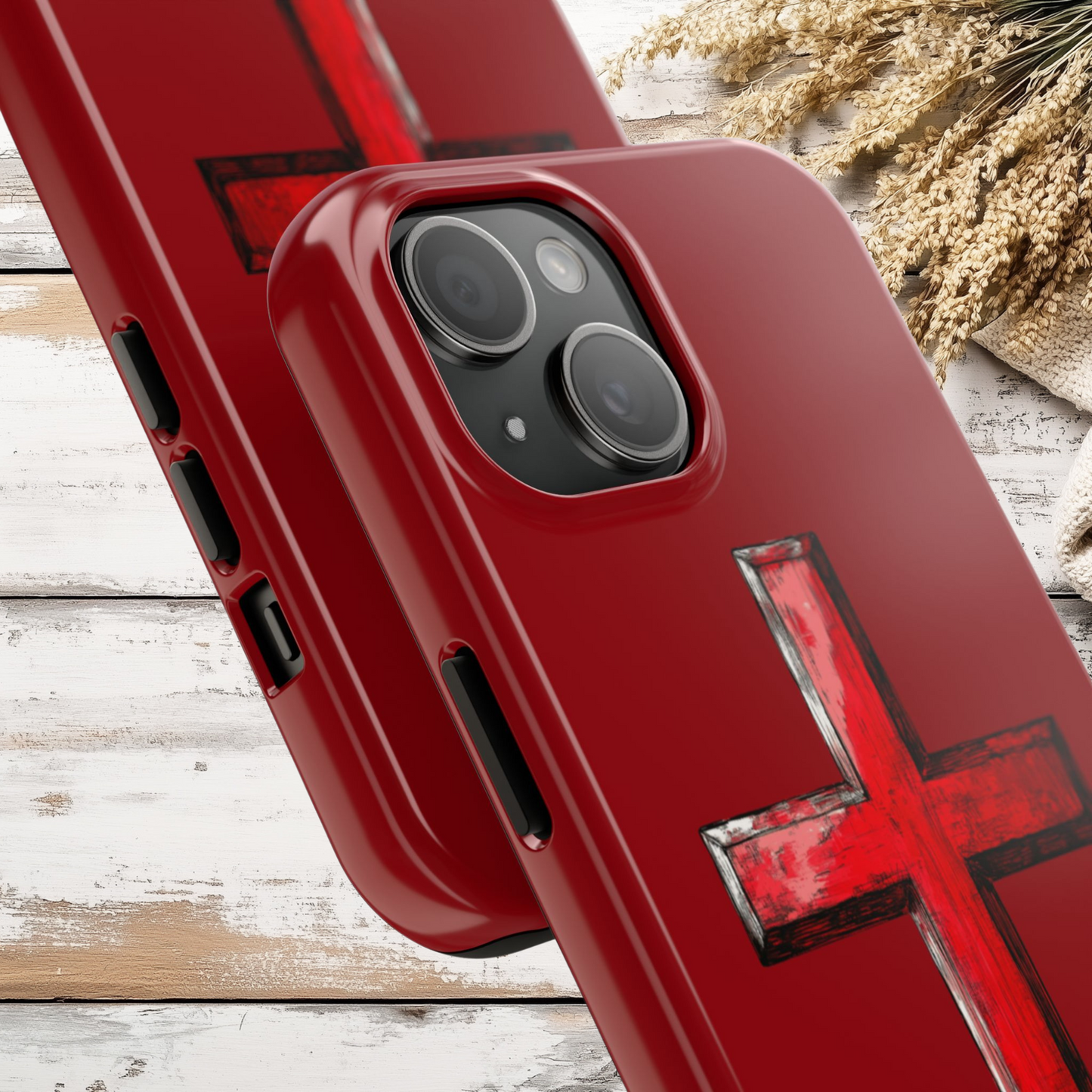 Bold Red Cross Phone Case, iPhone Case, Samsung Case, Christian Faith Protective Case, Minimalist Religious Design, Durable Cover