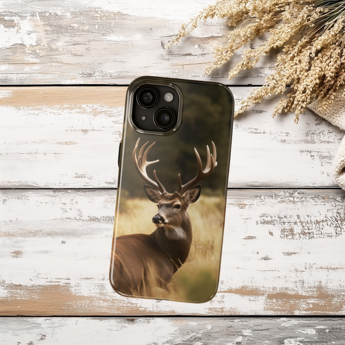 Buck Resting Phone Case, Antler Wildlife Protective Cover, iPhone Case, Samsung Case, Outdoorsman Gift