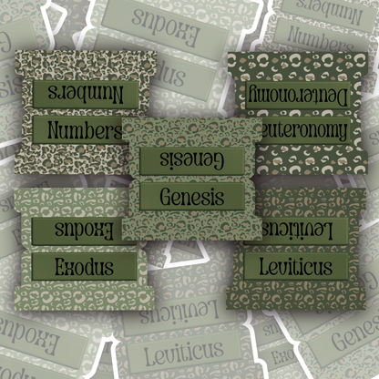 Olive Leopard Print Bible Tabs, Stylish Scripture Tabs for Bible Journaling & Study