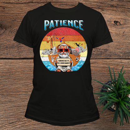 Vintage Patience Noah's Ark T-Shirt, Good Example Quote Tee, Animal Lovers Shirt, Humorous Bible Verse Tee, Retro Patience Graphic Shirt