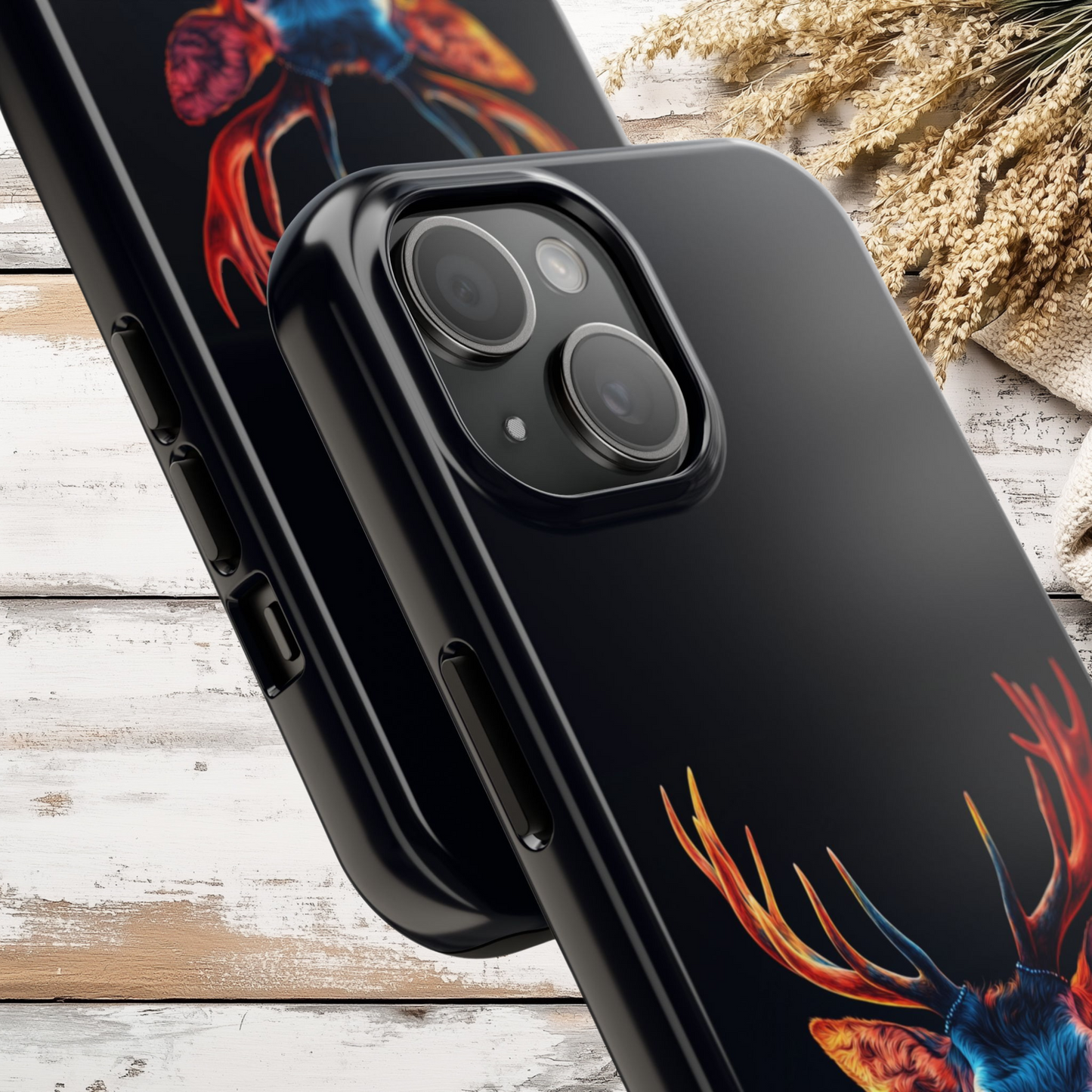 Colorful Buck, Deer Phone Case, Hunting Wildlife Tough Cover, Buck Antler Art, Nature Lover Gift, Stylish Deer Phone Case for iPhone & Samsung