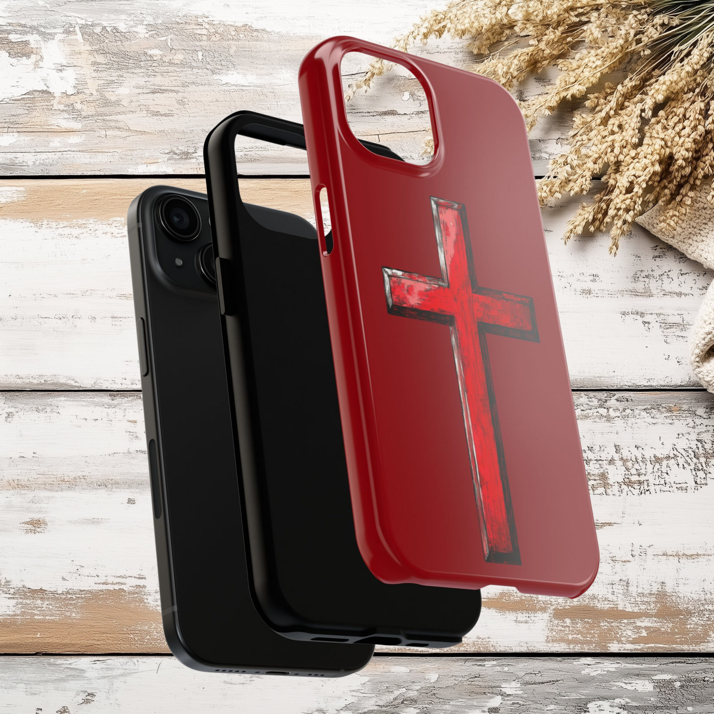 Bold Red Cross Phone Case, iPhone Case, Samsung Case, Christian Faith Protective Case, Minimalist Religious Design, Durable Cover