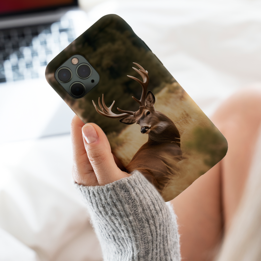 Buck Resting Phone Case, Antler Wildlife Protective Cover, iPhone Case, Samsung Case, Outdoorsman Gift